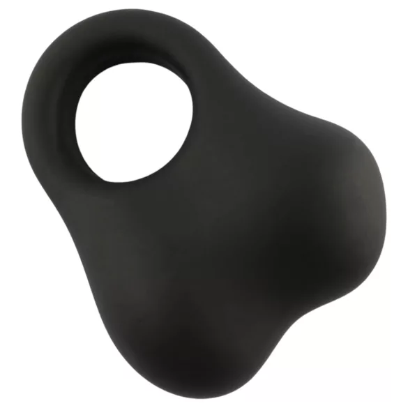 Pulselock Taur - siliconen penis- en balringen met glazen kralen (zwart)