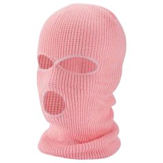 Balaclava - gebreide orale maskermuts - 3 openingen - roze