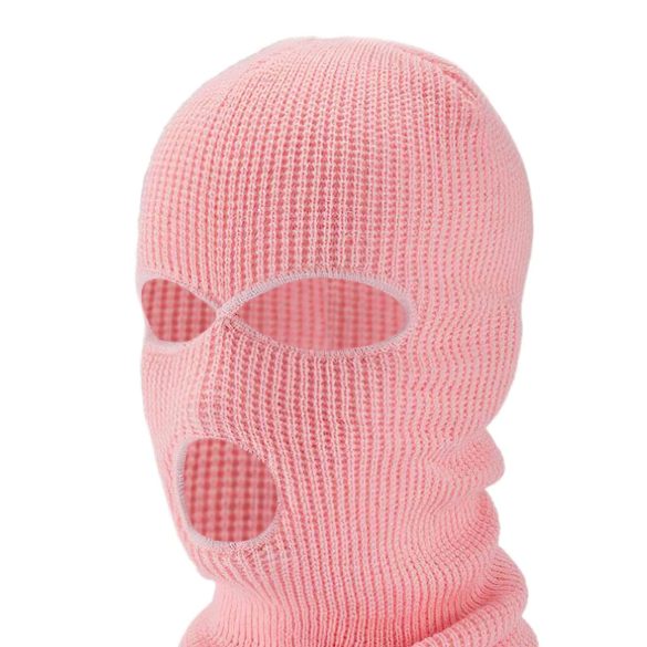 Balaclava - gebreide masker met 3 openingen (roze)