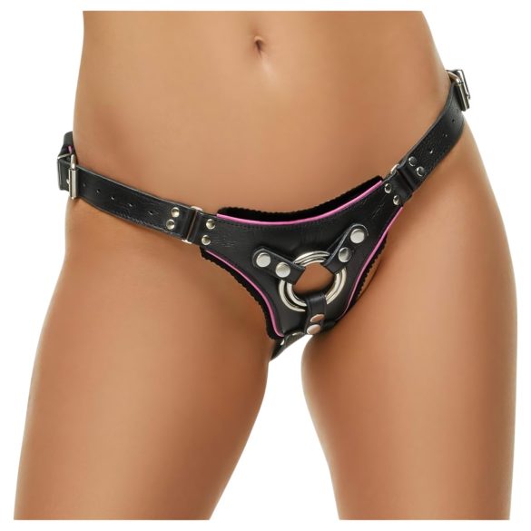 ZADO - Leren harnas voor strap-on (zwart) - S-L
