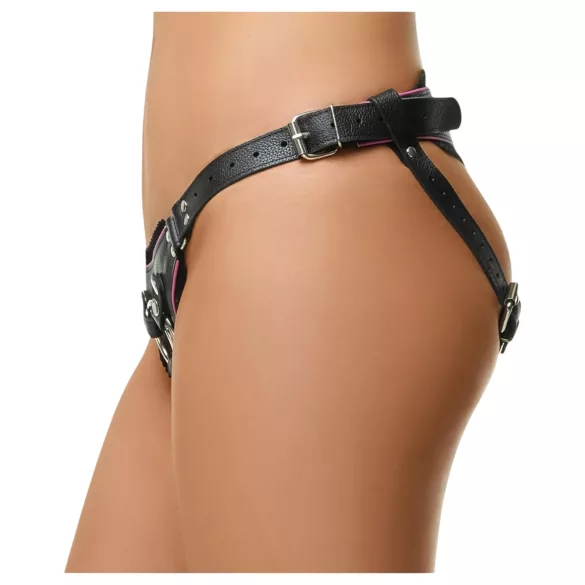 ZADO - leren broekje voor opzetdildo voor BDSM (zwart, S-L)