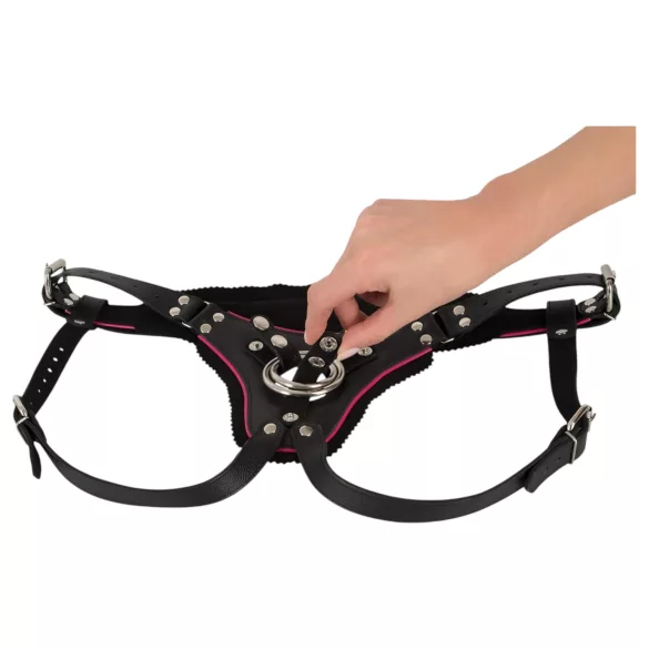 ZADO - leren broekje voor opzetdildo voor BDSM (zwart, S-L)