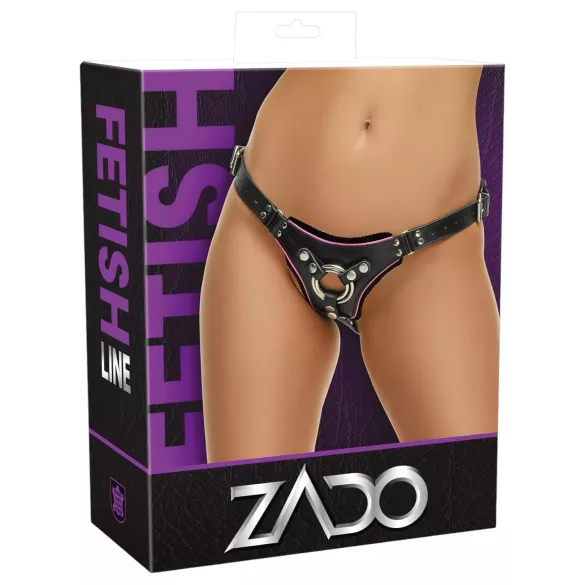 ZADO - leren broekje voor opzetdildo voor BDSM (zwart, S-L)