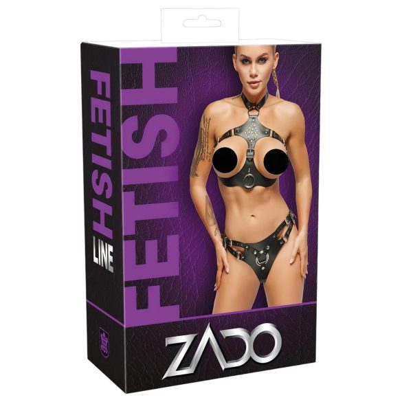 ZADO - leren set met strap-on slipje (zwart)