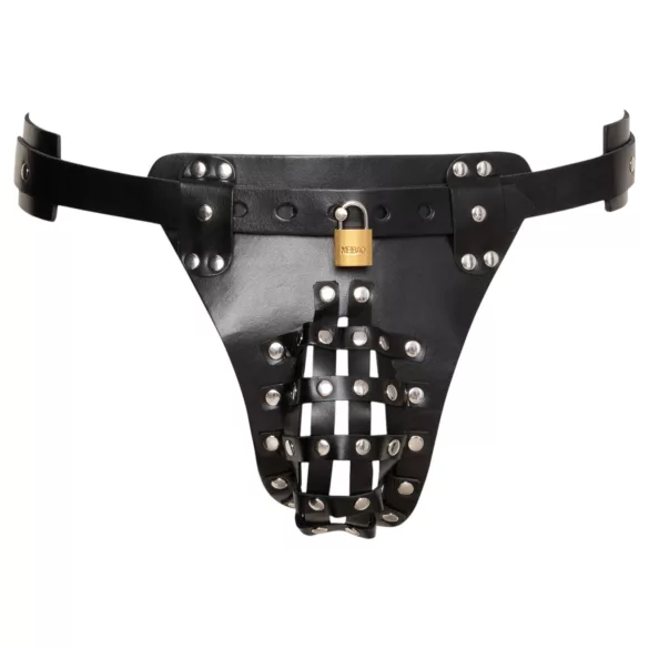 ZADO - leren kuisheidsgordel-tanga met 2 slotjes - zwart (S-2XL)