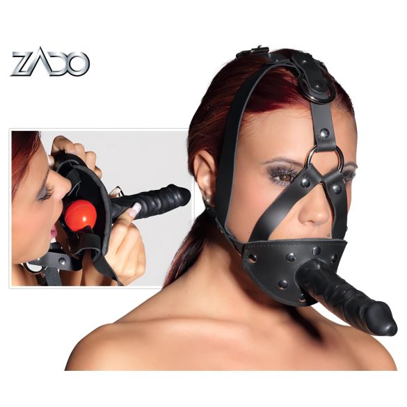 ZADO - leren riem met dildo (zwart)