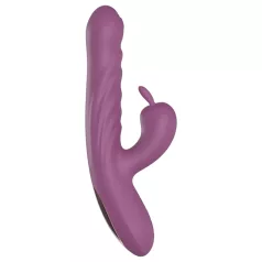   Funny Me Rabbit Bunny - oplaadbare, stotende vibrator met clitorisstimulator (paars)