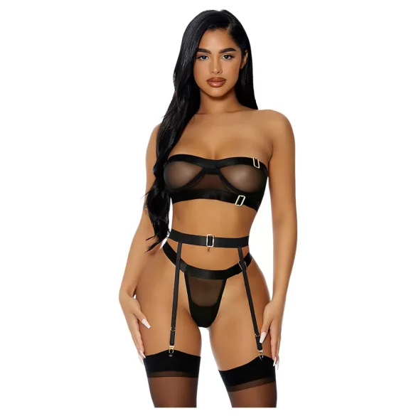 JSY 052 - erotische lingerieset (zwart) - L/XL