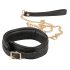 ZADO - Leren halsband en riem (zwart-goud)