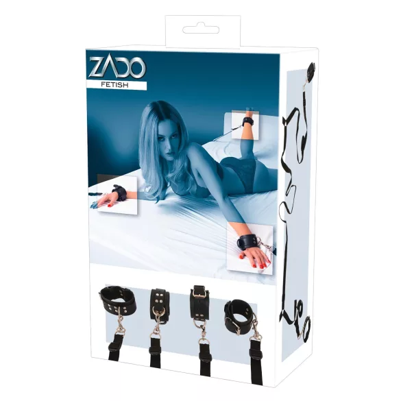 ZADO - bondage set voor aan bed - leer - zwart