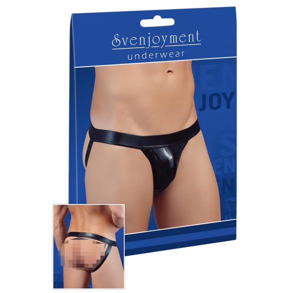 Glanzende minimalistische herenslip (zwart) - XL
