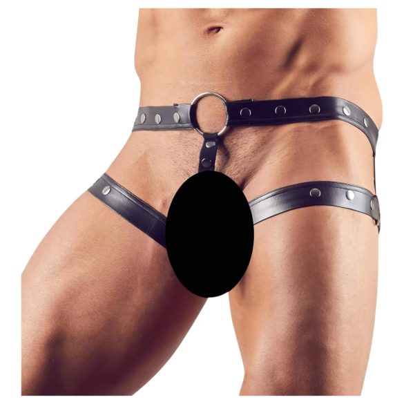 Svenjoyment - harnas met penisenring (zwart) - M/L