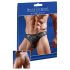 Glanzende mannenstring met transparant inzetstuk (zwart) - L