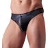 Svenjoyment - Glanzende Heren String met Strass en Rits (Zwart) - XL