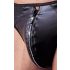 Svenjoyment - Glanzende Heren String met Strass en Rits (Zwart) - XL