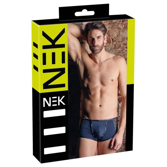 NEK - zwarte boxershort met veters en netstof inzet (blauw) - M
