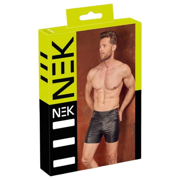 NEK - verlengde heren short met metalen gesp (zwart) - M