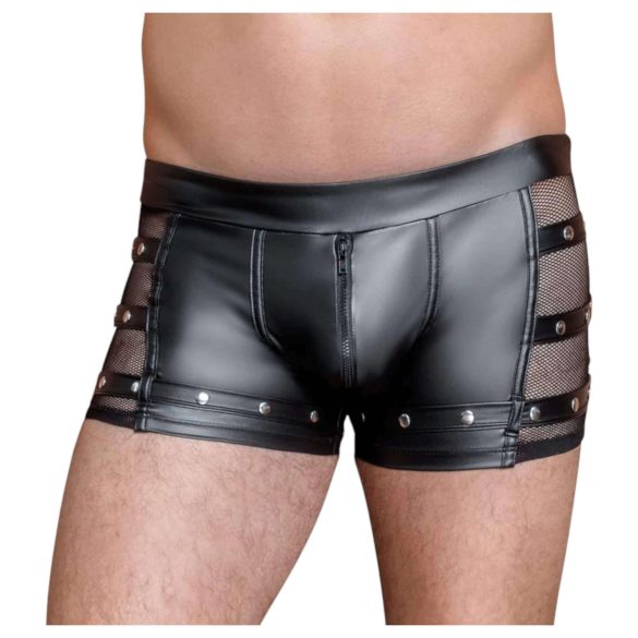 NEK - geribbelde, ritssluiting boxershort (zwart) - L