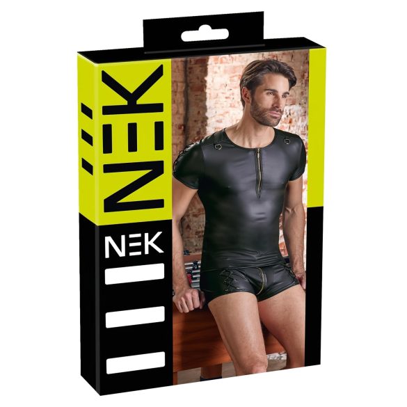 NEK - mat-zwart heren T-shirt met korte mouwen - M