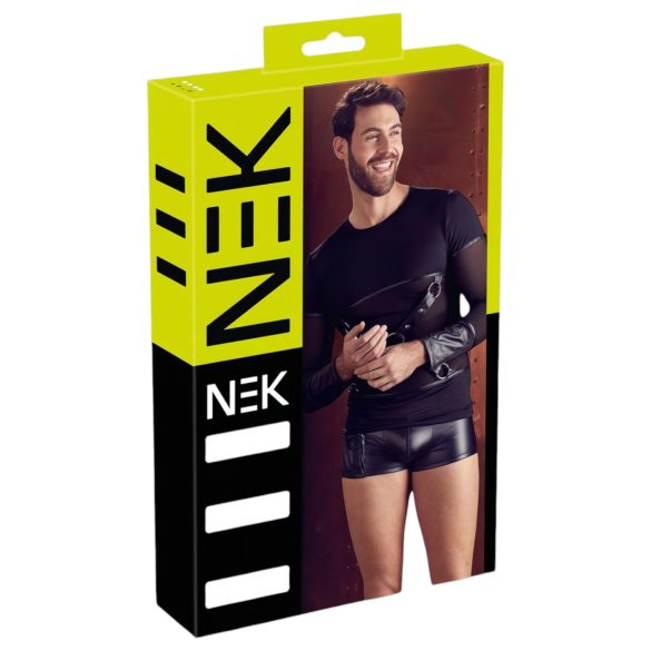 NEK - Zwarte lange mouw shirt met kruisband voor heren - XL