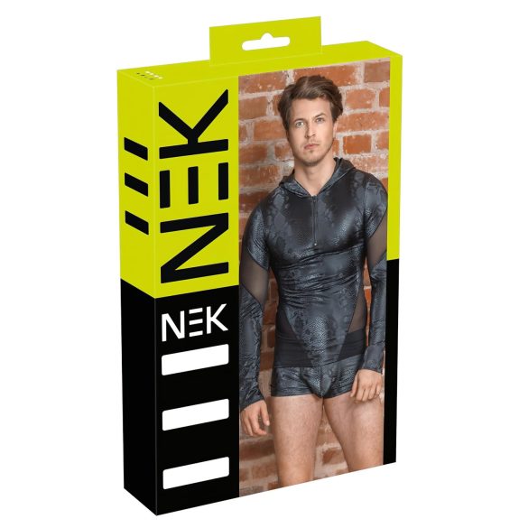 NEK - Herensweater met slangenprint en capuchon (zwart)