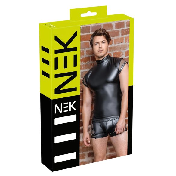 NEK - herenshirt met studs en netdetails (zwart)