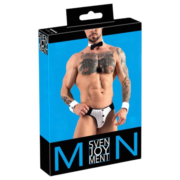 Svenjoyment - heren kelner tanga kostuumset (zwart-wit) - M