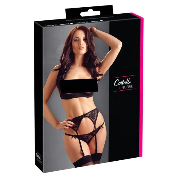Cottelli - erotische set - 3-delig - zwart - 85C/L