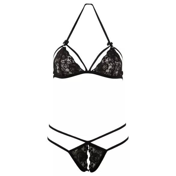 Cottelli - Open bh set - Kant - Zwart - XL