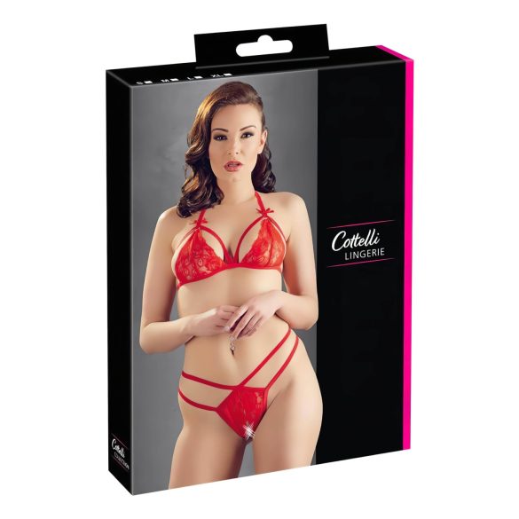 Cottelli - Open kanten bustierset (rood)