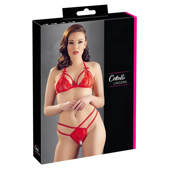 Cottelli - Open kanten bustierset (rood) - XL