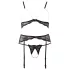 Abierta Fina - lingerie set - kant en parels - zwart - L