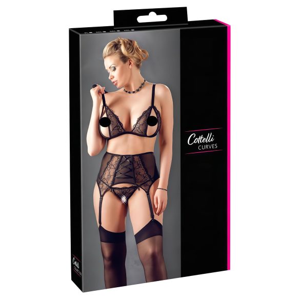 Cottelli Plus Size - Kant lingerie set (zwart)
