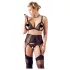 Cottelli Plus Size - Lingerieset trio - Kant - Zwart - XXXXL