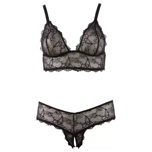 Cottelli Plus Size - bh set - kant - zwart - XXXXL