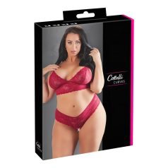 Cottelli Plus Size - zacht kanten bh-set (rood)