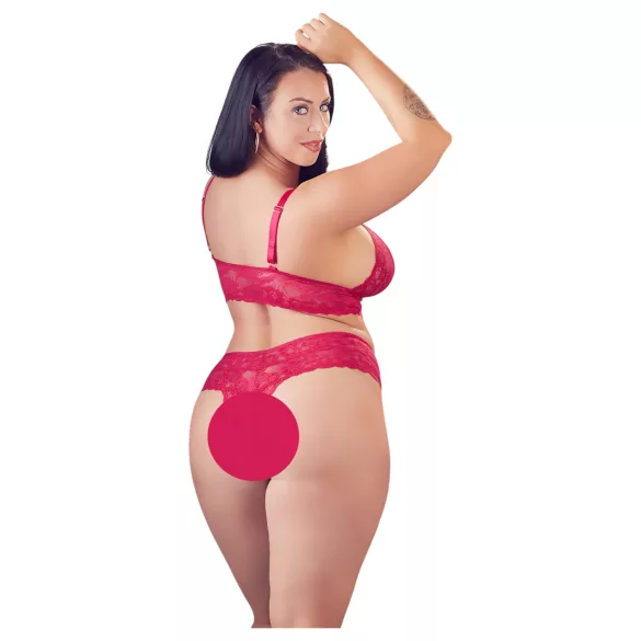 Cottelli Plus Size - bh set - zachte kant - rood - 3XL