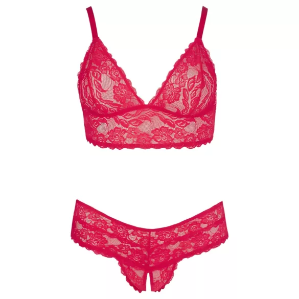 Cottelli Plus Size - bh set - zachte kant - rood - 3XL