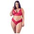 Cottelli Plus Size - zachte kanten beha set (rood) - 4XL