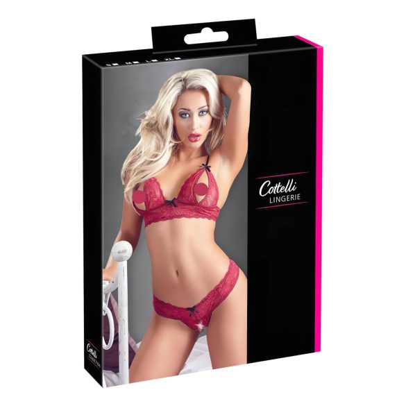 Cottelli - Verleidelijke kanten beha set (rood) - M