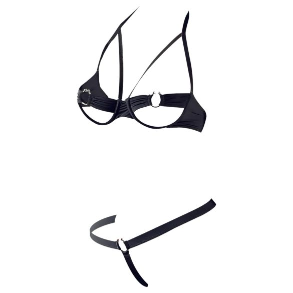 Cottelli - bh set met metalen ringen - zwart