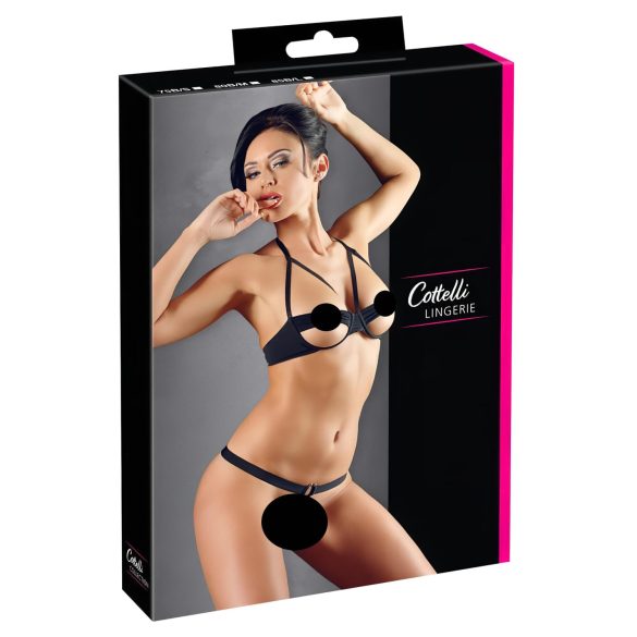 Cottelli - Zwarte BH-set met metalen ringen - 85B/L