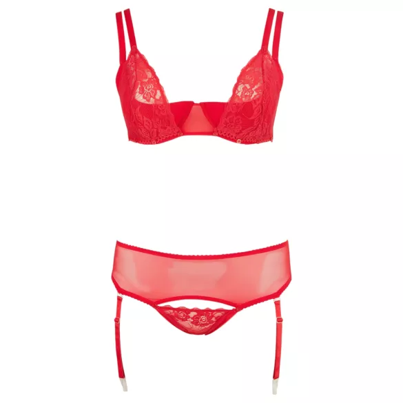 Cottelli Plus Size - veelzijdige lingerieset duo (rood) - 90E/XL