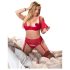 Cottelli Plus Size - lingerie set - verstelbaar - rood - 95E/2XL