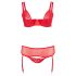 Cottelli Plus Size - lingerie set - verstelbaar - rood - 95E/2XL