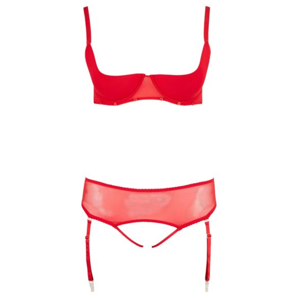 Cottelli Plus Size - lingerie set - verstelbaar - rood - 95F/2XL