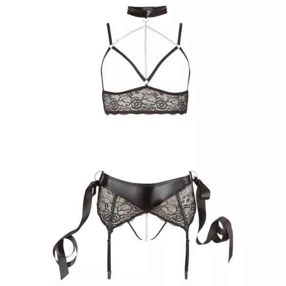 Cottelli Bondage - lingerie set - 5-delig - kant - zwart