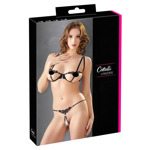 Cottelli - Glinsterend geborduurde bh-set (zwart)