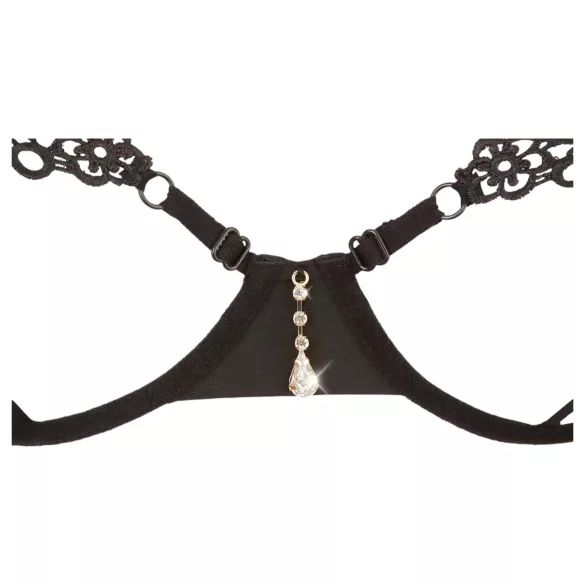 Cottelli - lingerie set - geborduurd en glanzend - zwart - L
