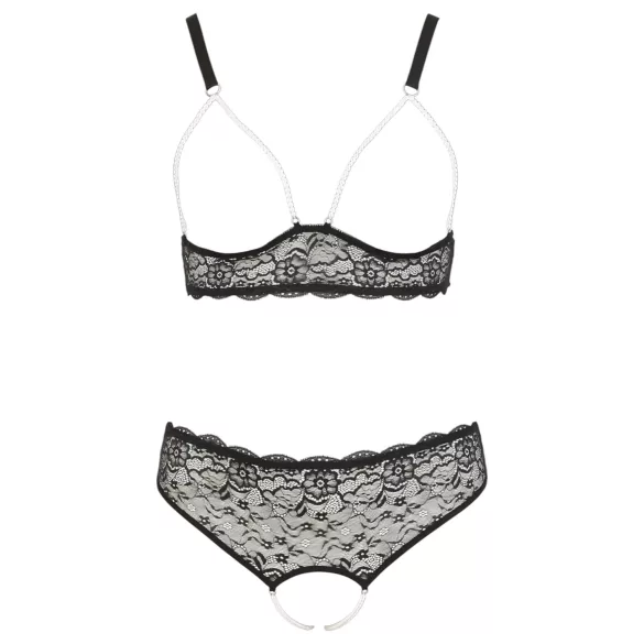 Cottelli Plus Size - bh set met parels - zwart